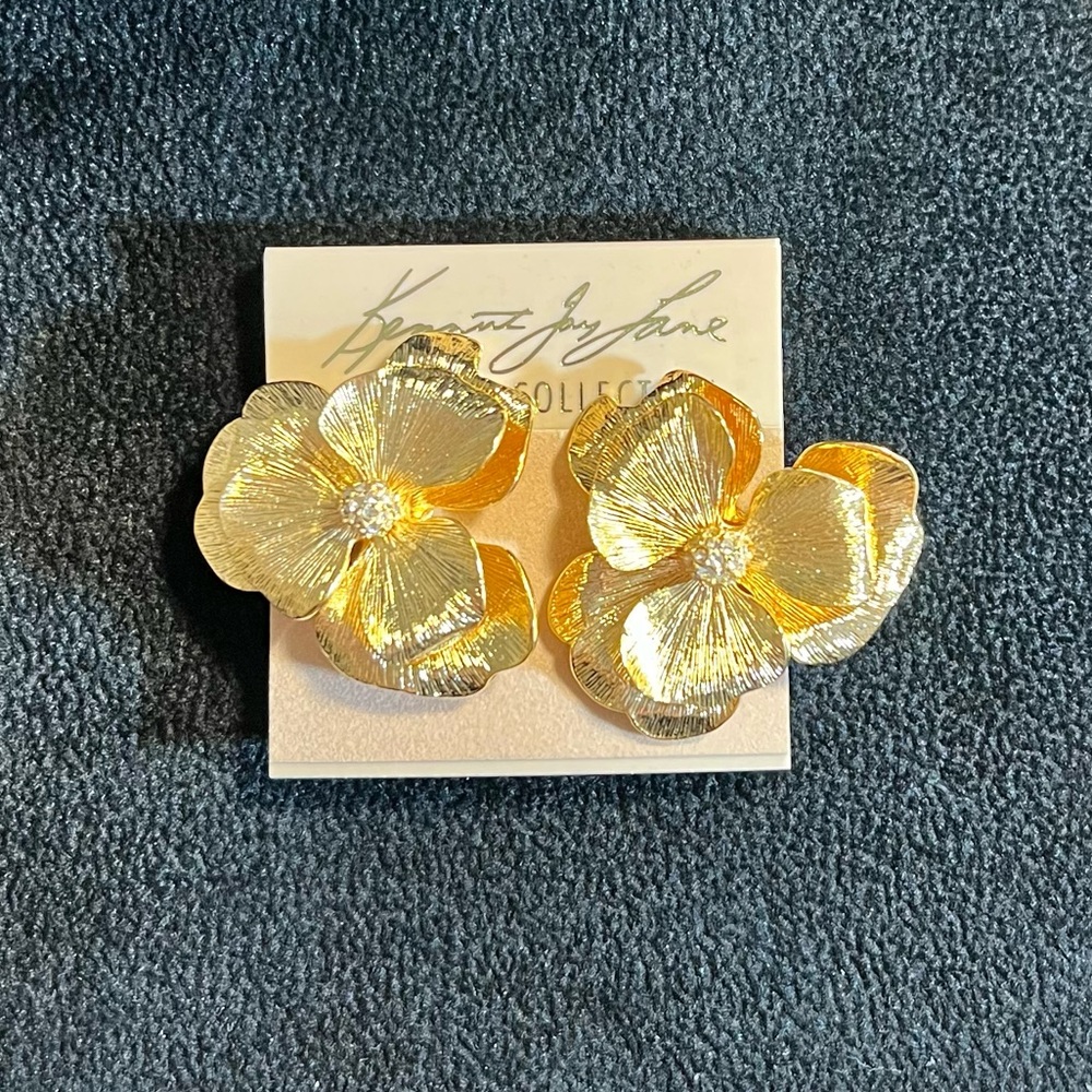 Kenneth Jay Lane 22K Goldplated Flower Clip-On Earrings.
